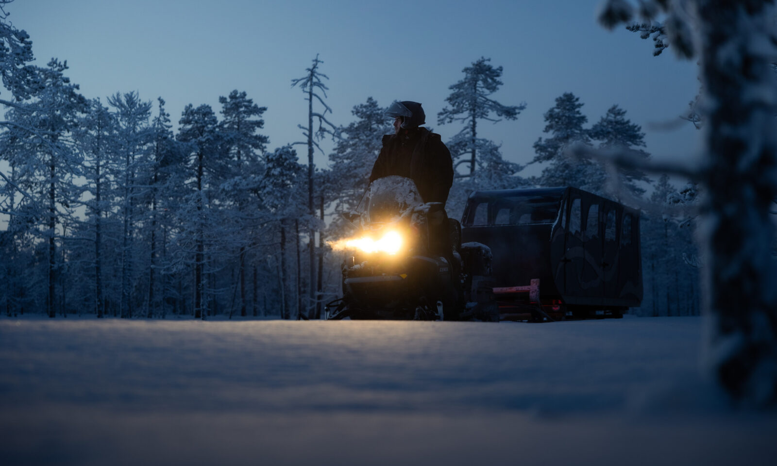 Heated sledge ride from Santapark to Reindeerpark at Rovaniemi.